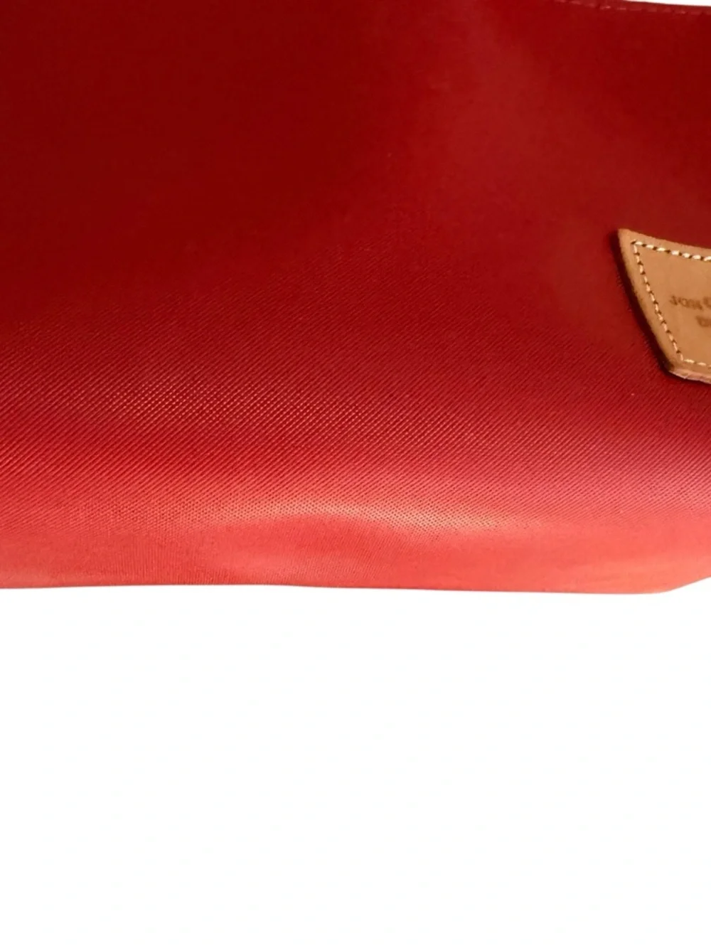 Jon Hart Design Red Cosmetic Zip Pouch with Tan Logo Patch
